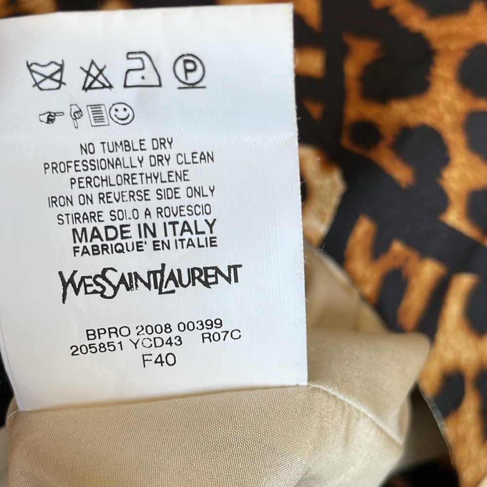 Yves Saint Laurent Leopard-Print Midi Dress in Brown Black Cream - Picture 5 of 7